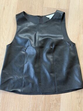 H&M Black Faux Leather Tee Size S